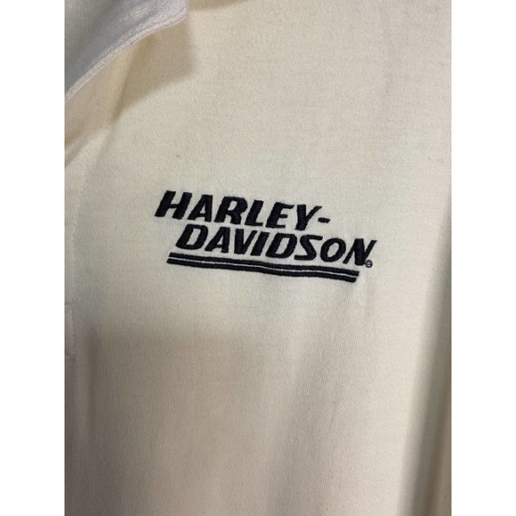 Harley Davidson Mens Collared Shirt 2008 1/4 Button Up Size L Cream Embroidered - Picture 3 of 7